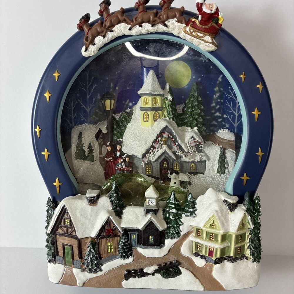 2013 AVON Snowing Wintery Scene Snow Blowing Lights Musical 10.5”